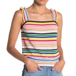 J. Crew Rainbow Stripe Ruffle Strap Tank Sweater - XL